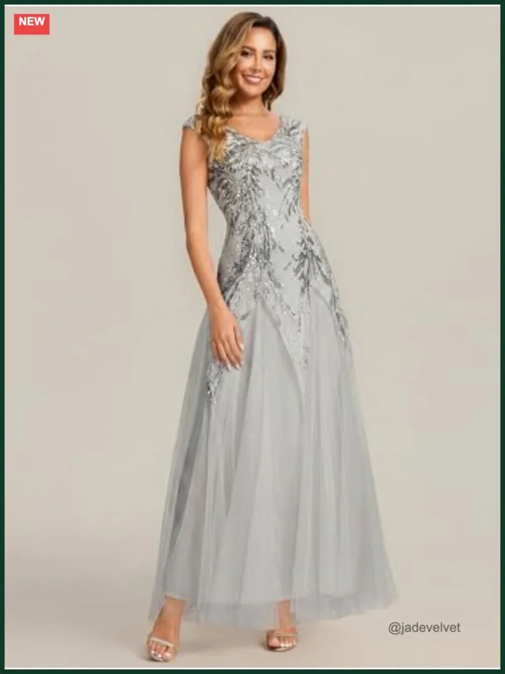 Sleeveless Sequin Maxi Formal Gown Mother of Bride Dress